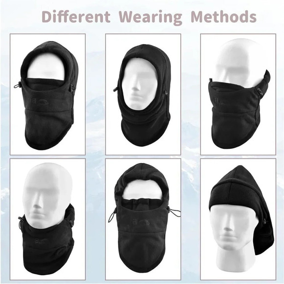 Kids Fleece Balaclava Face Mask Windproof Thicken Winter  Hat Neck Warmer - Picture 5 of 7